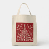 Whimsical Carryall: Folk Art Kerstboom Tas B (Achterkant)
