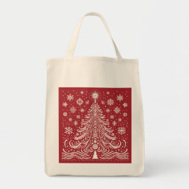 Whimsical Carryall: Folk Art Kerstboom Tas B