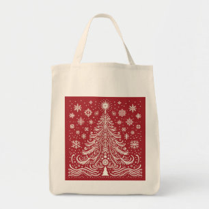 Whimsical Carryall: Folk Art Kerstboom Tas B