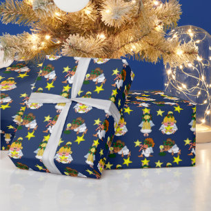 Whimsical Cartoon Angel Christmas Gift Wrap Cadeaupapier