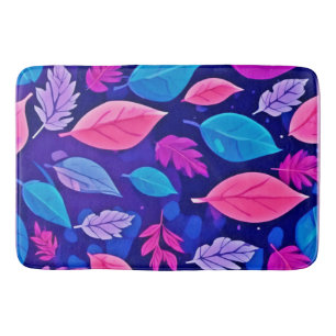 Whimsical Cartoon Bladeren: Paarse & Roze Badmat