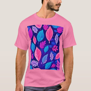 Whimsical Cartoon Bladeren: Paarse & Roze T-shirt