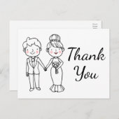 Whimsical Cartoon bruid bruidegom bruiloft dank u Briefkaart (Voorkant / Achterkant)