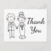 Whimsical Cartoon bruid bruidegom bruiloft dank u Briefkaart (Voorkant)