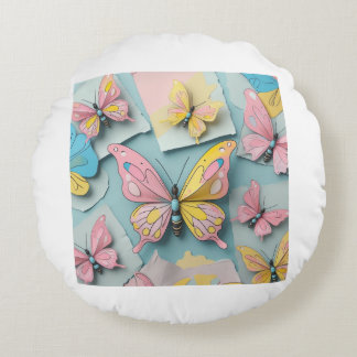 🦋 Whimsical Cartoon Butterfly Pillow – Schattigee Rond Kussen