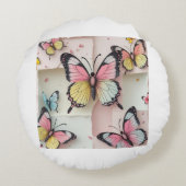 🦋 Whimsical Cartoon Butterfly Pillow – Schattigee Rond Kussen (Achterkant)