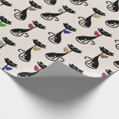 Whimsical Cartoon Cat Pattern Cadeaupapier (Hoek)