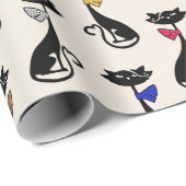 Whimsical Cartoon Cat Pattern Cadeaupapier (Rol Hoek)