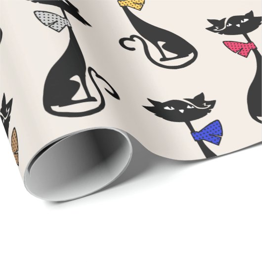 Whimsical Cartoon Cat Pattern Cadeaupapier (Rol Hoek)
