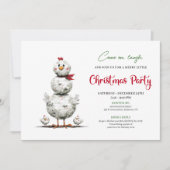 Whimsical Cartoon Chickens Holiday Party Invites Kaart (Voorkant)