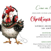 Whimsical Cartoon Chickens Holiday Party Invites Kaart