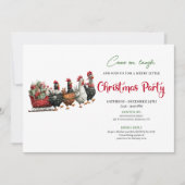 Whimsical Cartoon Chickens Modern Holiday Invites Kaart (Voorkant)