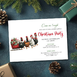 Whimsical Cartoon Chickens Modern Holiday Invites Kaart