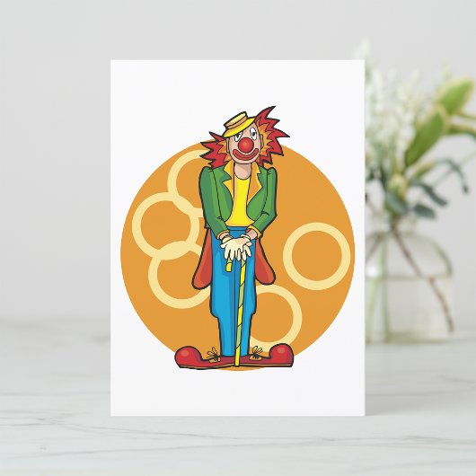 Whimsical Cartoon Clown met felle kleuren Kaart