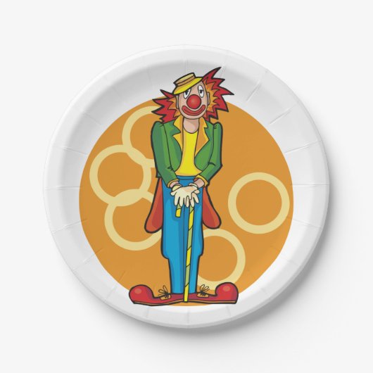 Whimsical Cartoon Clown met felle kleuren Papieren Bordje (Voorkant)