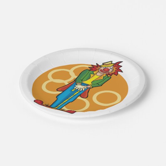 Whimsical Cartoon Clown met felle kleuren Papieren Bordje (Gekanteld)