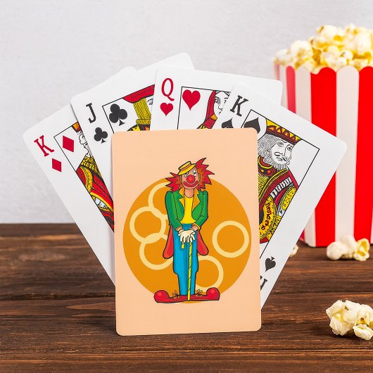 Whimsical Cartoon Clown met felle kleuren Pokerkaarten
