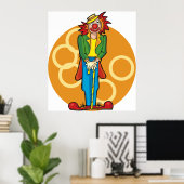 Whimsical Cartoon Clown met felle kleuren Poster (Thuiskantoor)