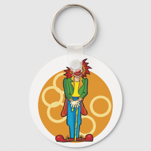 Whimsical Cartoon Clown met felle kleuren Sleutelhanger (Voorkant)