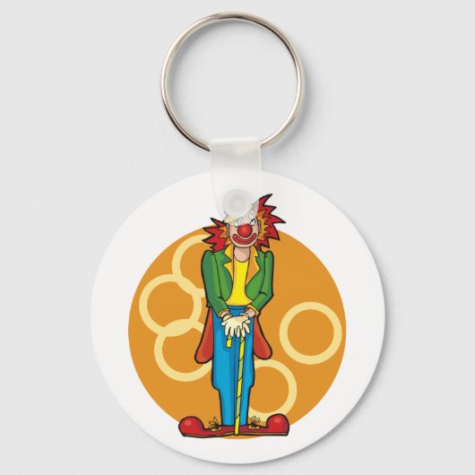 Whimsical Cartoon Clown met felle kleuren Sleutelhanger (Achterkant)