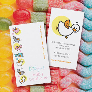 Whimsical Cartoon Colorful Pastels Baby Duckies Visitekaartje