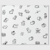 Whimsical Cartoon Dinos on Clean White Cadeaupapier (Vlak)