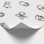 Whimsical Cartoon Dinos on Clean White Cadeaupapier (Hoek)