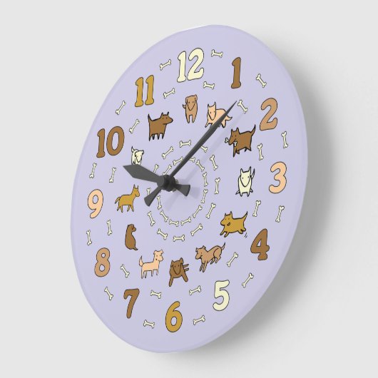 Whimsical Cartoon Dog Lovers Grote Klok (Hoek)