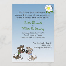 Whimsical Cartoon Dogs Wedding Invitation Kaart