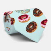 Whimsical Cartoon Donut Pattern Stropdas (Opgerold)