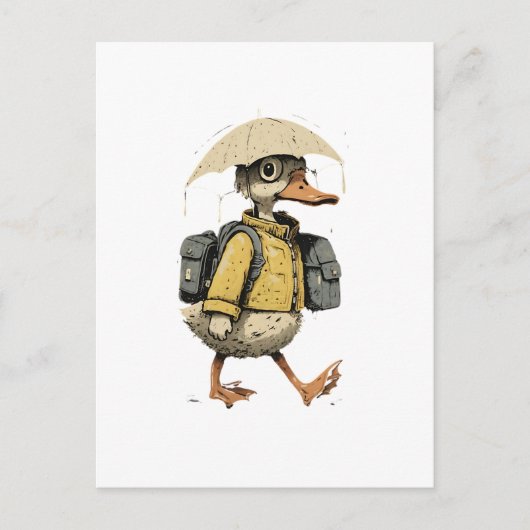Whimsical Cartoon Duck Postcard Briefkaart (Voorkant)