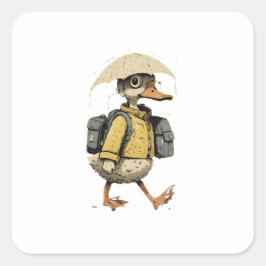 Whimsical Cartoon Duck  Vierkante Sticker