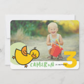Whimsical Cartoon Ducks Groene Meisje Foto Verjaar Kaart (Voorkant)
