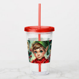 Whimsical Cartoon Elf | Christmas   Acryl Drinkbeker