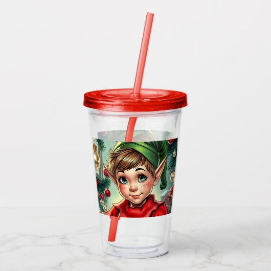 Whimsical Cartoon Elf | Christmas Acryl Drinkbeker (Achterkant)