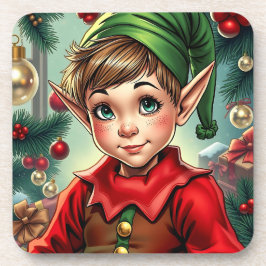 Whimsical Cartoon Elf | Christmas Bier Onderzetter