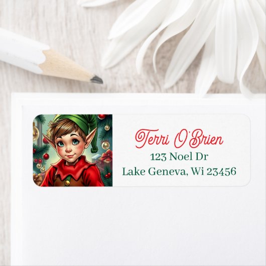Whimsical Cartoon Elf | Christmas Etiket (Insitu)