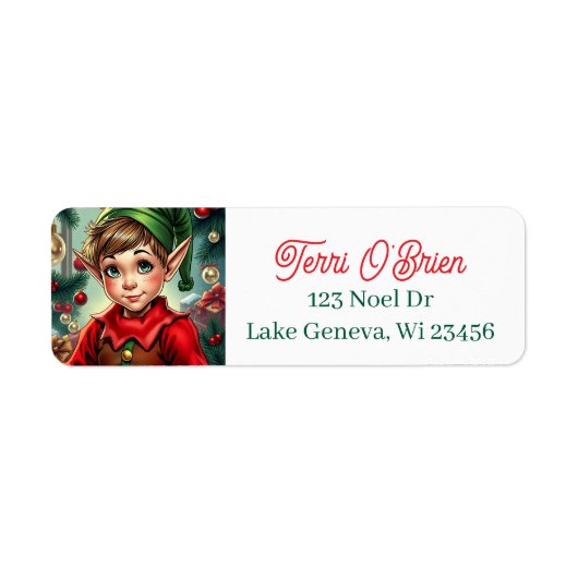 Whimsical Cartoon Elf | Christmas Etiket (Voorkant)
