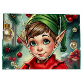 Whimsical Cartoon Elf | Christmas Groot Cadeauzakje (Achterkant)