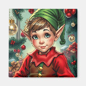 Whimsical Cartoon Elf | Christmas Magneet (Voorkant)