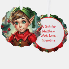 Whimsical Cartoon Elf | Christmas Ornament Kaart