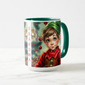 Whimsical Cartoon Elf | Christmas Personalized Mok (Voorkant rechts)