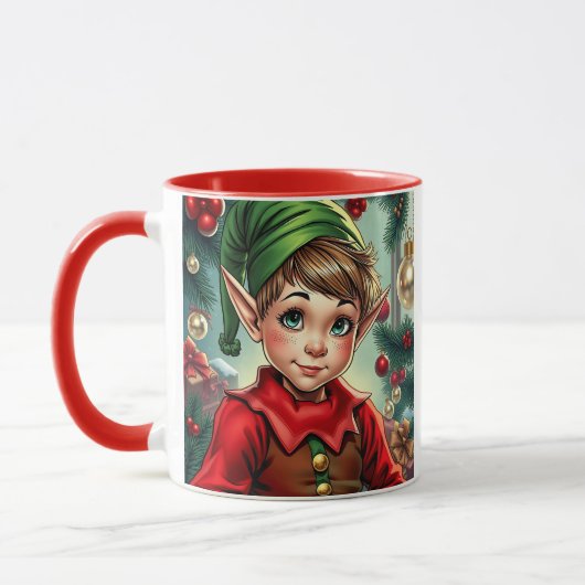 Whimsical Cartoon Elf | Christmas Personalized Mok (Links)
