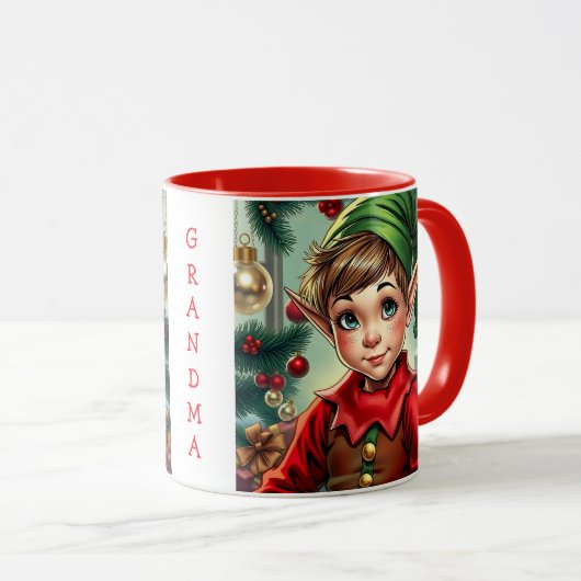 Whimsical Cartoon Elf | Christmas Personalized Mok (Voorkant rechts)