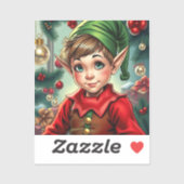 Whimsical Cartoon Elf | Christmas Sticker (Vel)