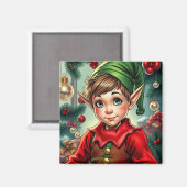 Whimsical Cartoon Elf | Kerstmis Magneet (Voorkant / Achterkant)