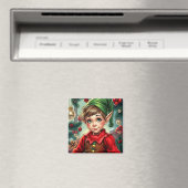 Whimsical Cartoon Elf | Kerstmis Magneet (Insitu (Vaatwasser))