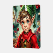 Whimsical Cartoon Elf | Personalized Christmas Metalen Ornament (Voorkant links)