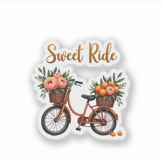 Whimsical Cartoon Fiets Sticker (Voorkant)