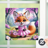 Whimsical cartoon fox meisje dierlijke kunst venst raamsticker (Huis)